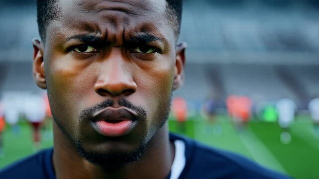 Tense closeup of a sports agent nervously pacing the sidelines during a crucial moment in a game.