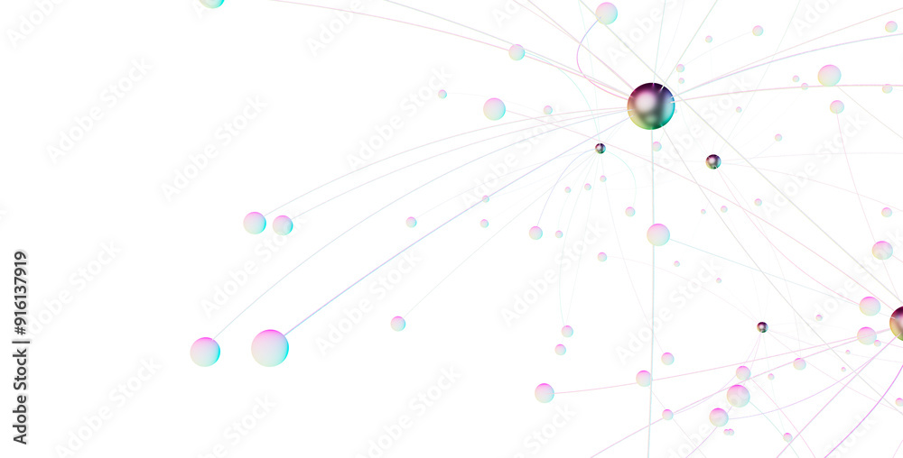 Aufkleber Abstract 3d rendering of network concept. Modern background. Futuristic shape with spheres and lines. Design for poster, cover,