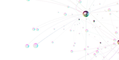 Abstract 3d rendering of network concept. Modern background. Futuristic shape with spheres and lines. Design for poster, cover,