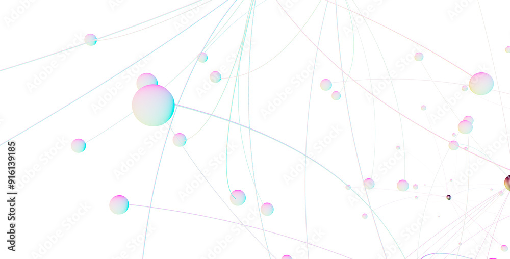 Aufkleber Abstract 3d rendering of network concept. Modern background. Futuristic shape with spheres and lines. Design for poster, cover,