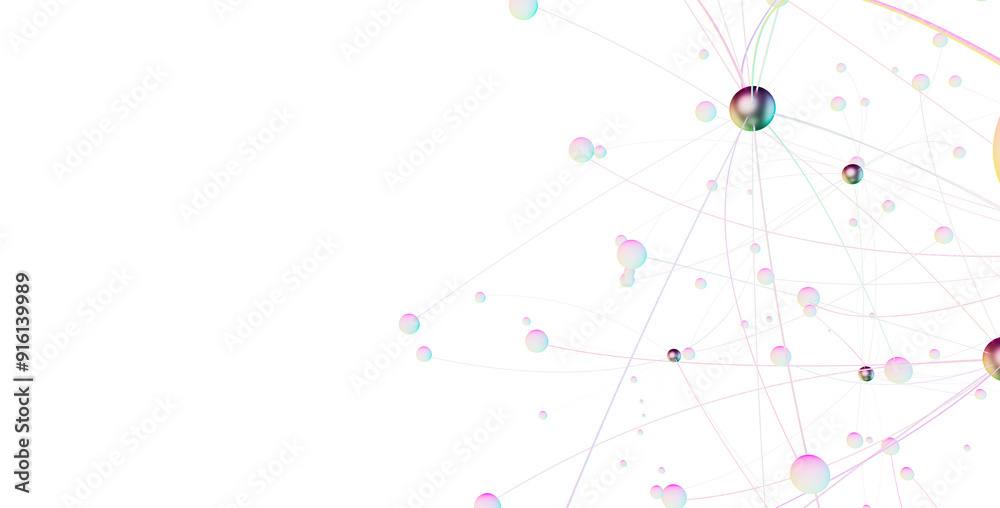 Aufkleber Abstract 3d rendering of network concept. Modern background. Futuristic shape with spheres and lines. Design for poster, cover,