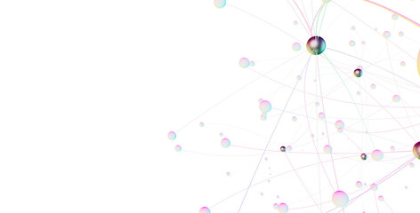 Abstract 3d rendering of network concept. Modern background. Futuristic shape with spheres and lines. Design for poster, cover,