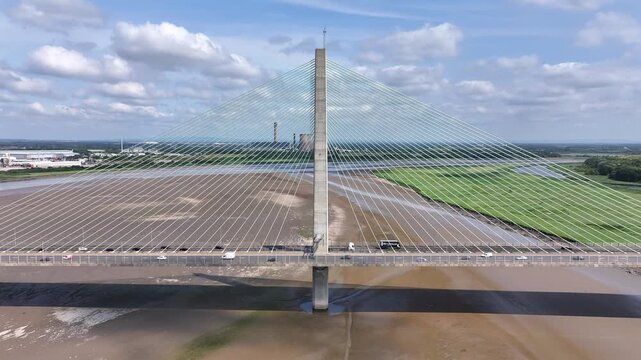Cable Stayed Vehicle Bridge Spanning the River Mersey