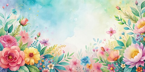 Obraz premium Delicate and colorful watercolor floral background , watercolor, flowers, painting, delicate, colorful, floral, wall art