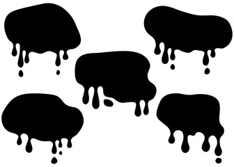 液垂れ風のフレームセット、垂れたインクのシルエット、ペイント