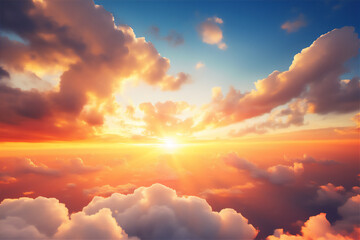 Fototapeta premium Sky In sunset with dramatic beautiful clouds version 38