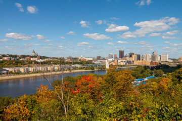 The tower office buildings of Saint Paul and Mississipi river, Minnesota, United States