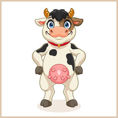 Cute little cow cartoon standing