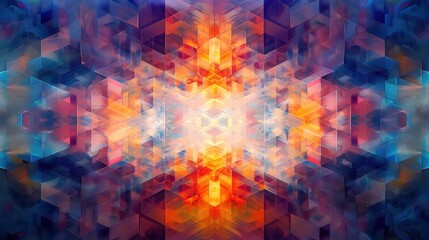 Fototapeta premium Vivid colors and dynamic shapes converge to create an energetic abstract design, highlighting symmetry and movement
