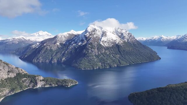 Cerro Tronador At San Carlos De Bariloche In Rio Negro Argentina. Snowy Mountains. Time Lapse Landscape. Winter Background. Cerro Tronador At San Carlos De Bariloche In Rio Negro Argentina.