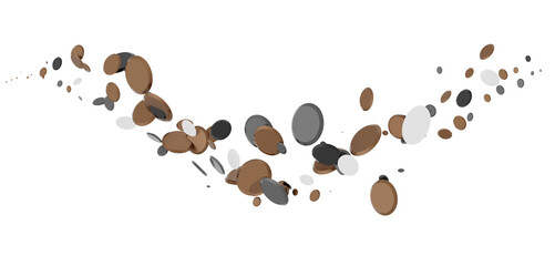  Colorful assorted confetti with serpentine on white