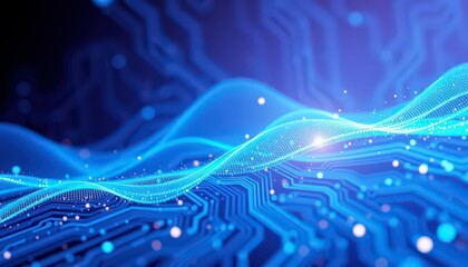 Abstract Digital Wave Pattern on Circuit Board Background.