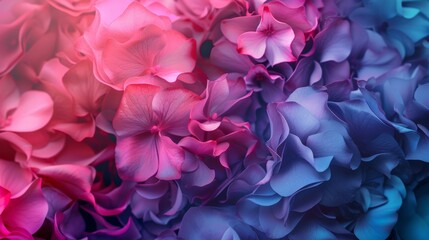 Close-Up of Colorful Hydrangea Flowers in Pink and Purple Tones