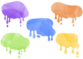 液垂れ風のフレームセット、垂れたインクのシルエット、ペイント、水彩カラー