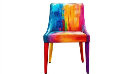 3D Watercolor Dining Chair with Bold Outlines - Isolated Illustration