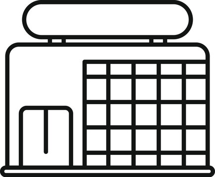 recommend clip art: Simple line art icon of a small business storefront with large windows