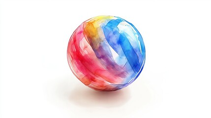 3D Watercolor Exercise Ball with Bold Outlines - Isolated Stock Image