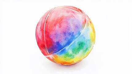 3D Watercolor Exercise Ball with Bold Outlines - Isolated Clipart