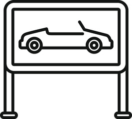 Line icon of a parking sign showing a convertible car silhouette