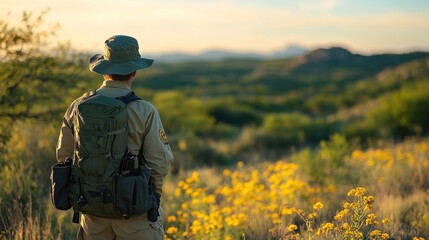 Park Ranger Gazing at the Landscape
