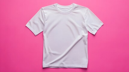 White t-shirt laying on a neutral background with minimal wrinkles and a clean, crisp appearance