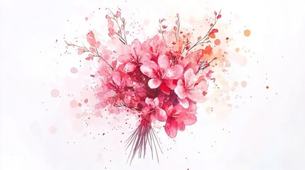 Naklejka premium 3D Watercolor Pink Mothers Day Bouquet - Download