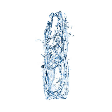 recommend clip art: Water splashing in contour of bottle on white background