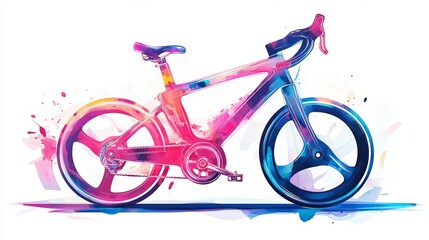 Fototapeta premium 3D Watercolor Spin Bike Illustration with Bold Outlines - Isolated PNG
