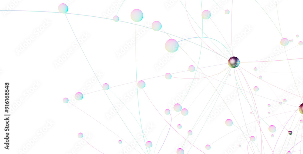 Aufkleber Abstract 3d rendering of network concept. Modern background. Futuristic shape with spheres and lines. Design for poster, cover,