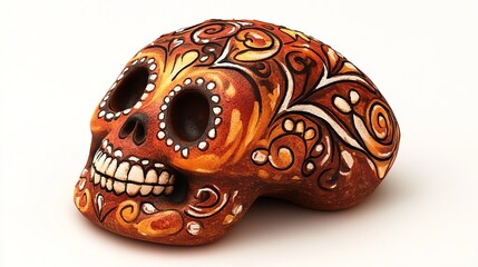 Fototapeta premium 3D Watercolor Pan de Muerto: A Traditional Mexican Bread