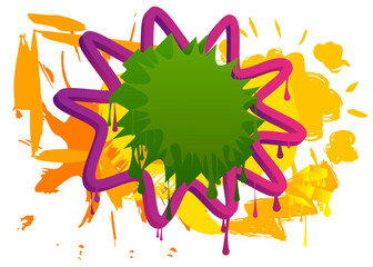 Graffiti speech bubble on colorful background. White abstract modern Messaging sign street art decoration, Discussion icon performed in urban painting style.