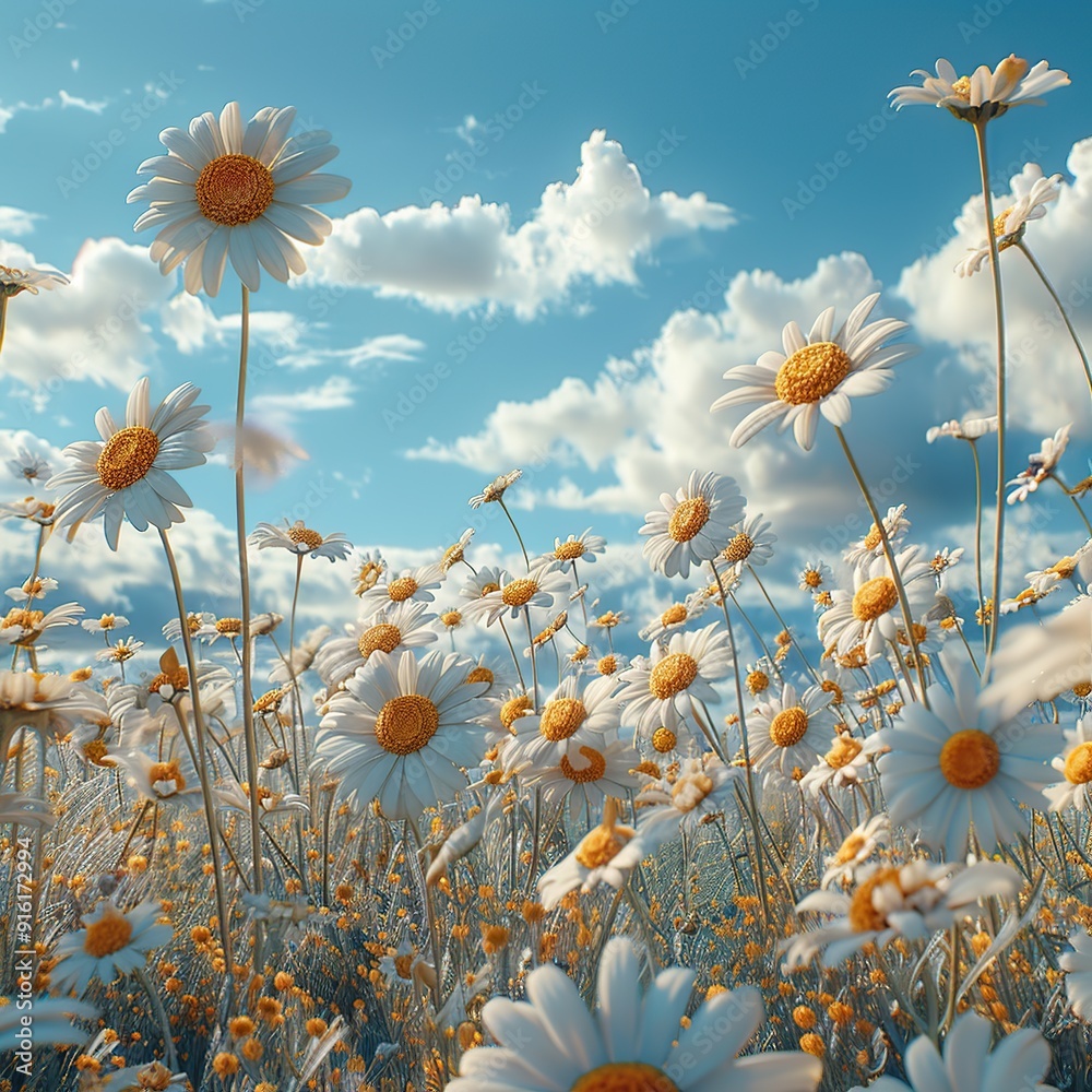 Canvas Prints field of daisies in a sunny meadow