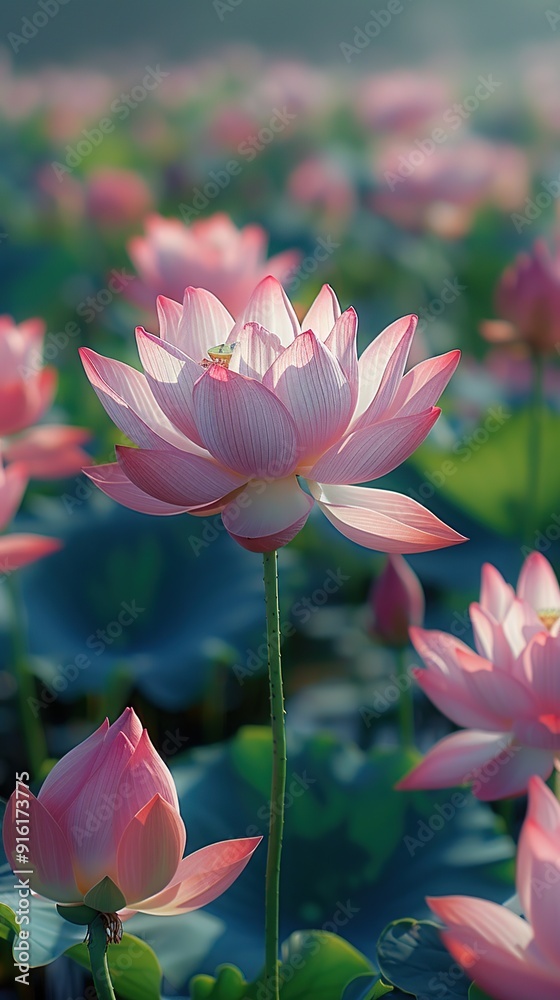 Wall mural Pink Lotus Flower in Bloom