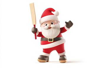 Santa Claus playing cricket 