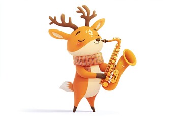 Deer playing saxophone 