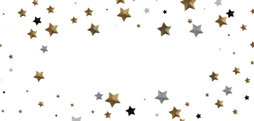 A Shower of Celestial Beauty: 3D Gold Stars Rain Illustration Bedazzles