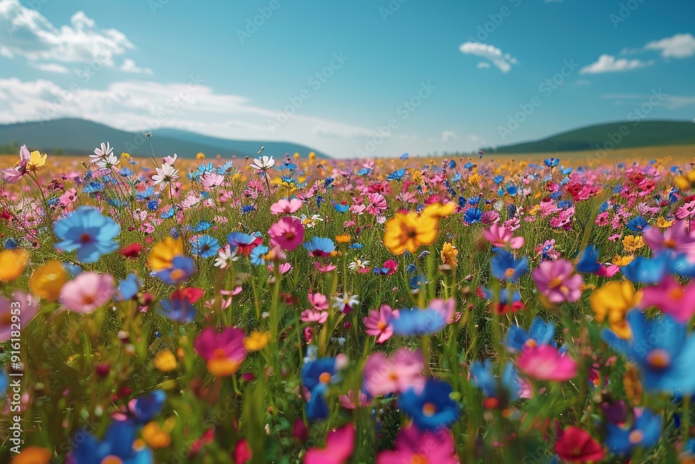 Canvas Prints Colorful Field of Flowers in Bloom