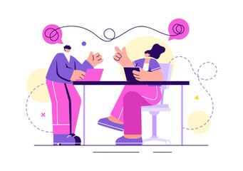 Fototapeta premium Life Coach Vector Illustration for Consultation, Education, Motivation, Mentoring Perspective and Self Coaching in Business Flat Cartoon Background
