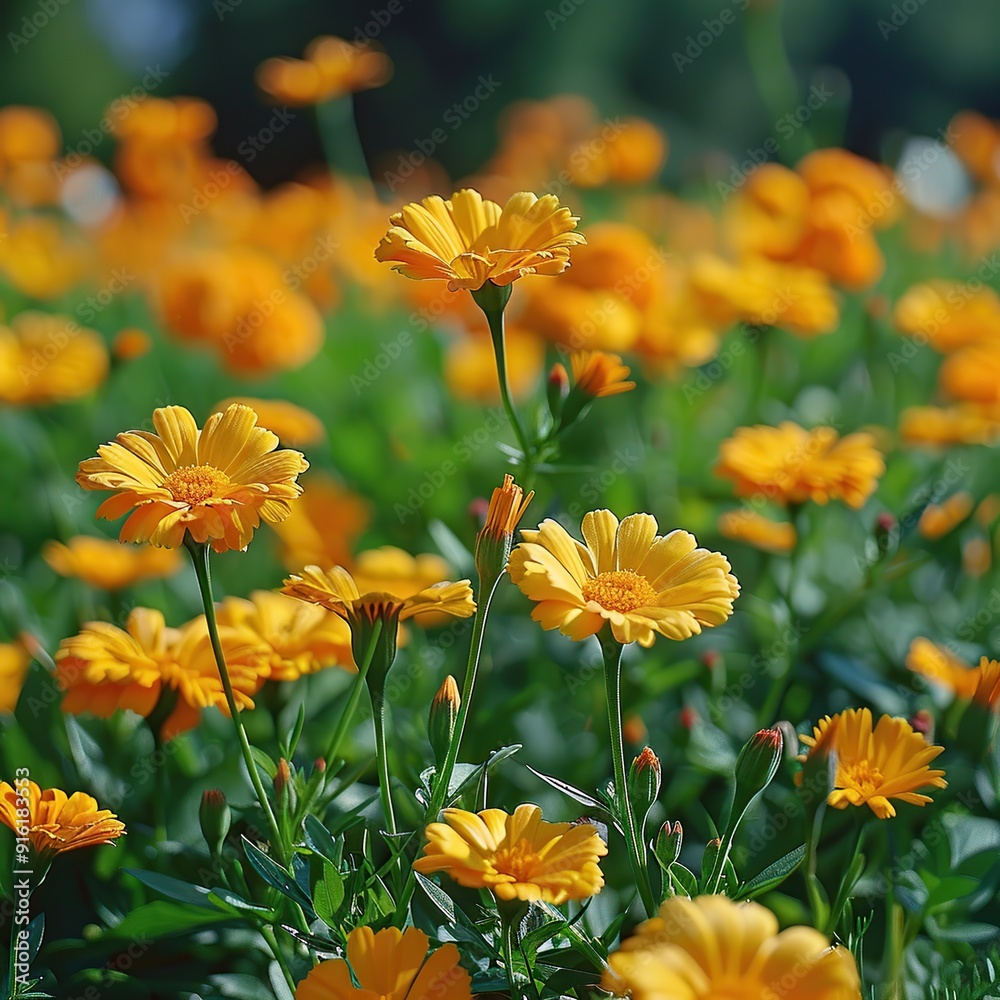 Sticker yellow flowers field