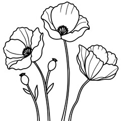 Flower pencil art coloring page vector illustration