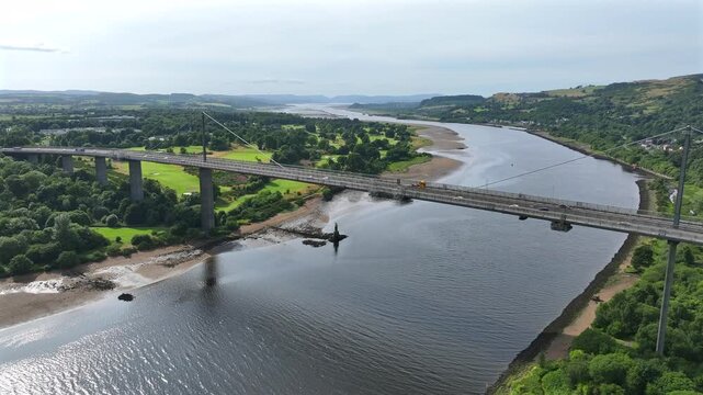 Vehicle Bridge Spanning the River Clyde in Glasgow