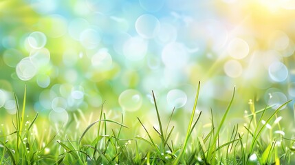 Obraz premium Green Grass with Bokeh Background