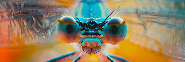 Macro Photography of Dragonfly's Face - Close Up View