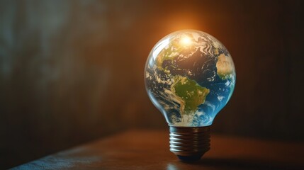 Earth hour. Planet in lightbulb