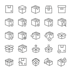Package, box, cardboard, delivery, parcel thin line icons collection. Editable stroke. For website marketing design, logo, app, template, ui, etc. Vector illustration.