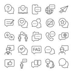 Messages, speech bubbles thin line icons collection. Editable stroke. For website marketing design, logo, app, template, ui, etc. Vector illustration.