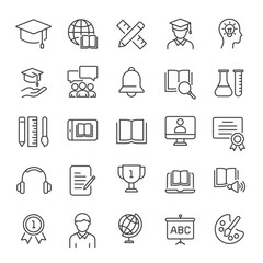 Education thin line icons collection. Editable stroke. For website marketing design, logo, app, template, ui, etc. Vector illustration.