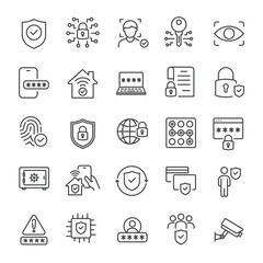 Security, access encryption thin line icons collection. Editable stroke. For website marketing design, logo, app, template, ui, etc. Vector illustration.