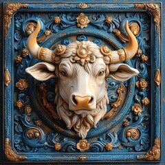 Fototapeta premium Taurus Zodiac Sign Horoscope Artwork with Exquisite Craftsmanship and Vibrant Colors, Generative Ai
