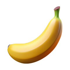 A 3d banana isolated on transparent background.